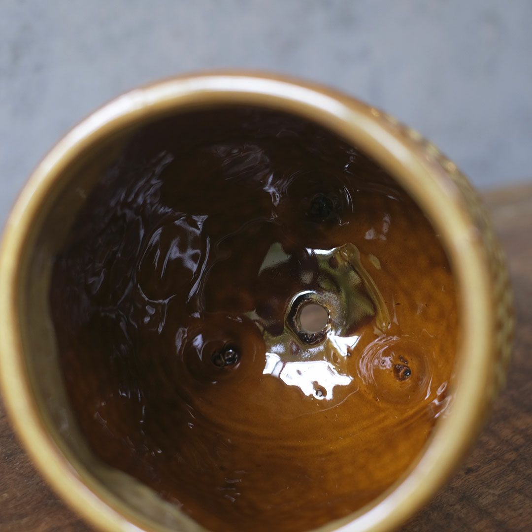 童話の鉢植えシリーズ 陶器のプランター&受け皿セット 3本足 ブラウン5