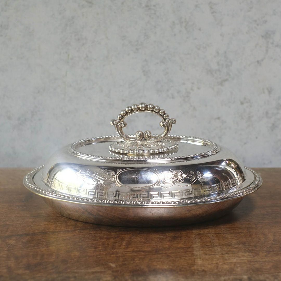 アンティーク アントレディッシュ シルバープレート 蓋付きディッシュ1