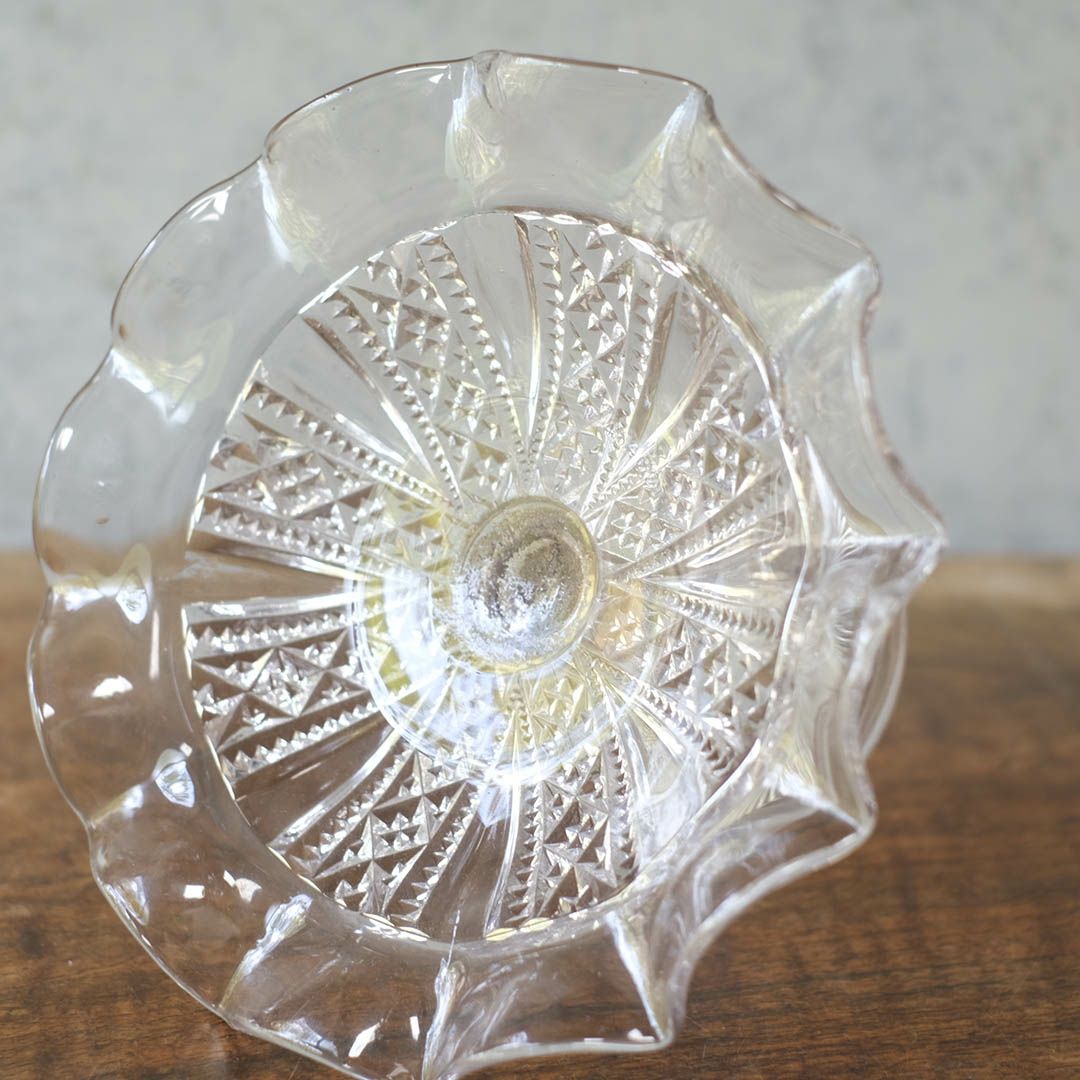 アンティーク ガラスケーキトレイスタンド イギリス フリルガラスコンポート4