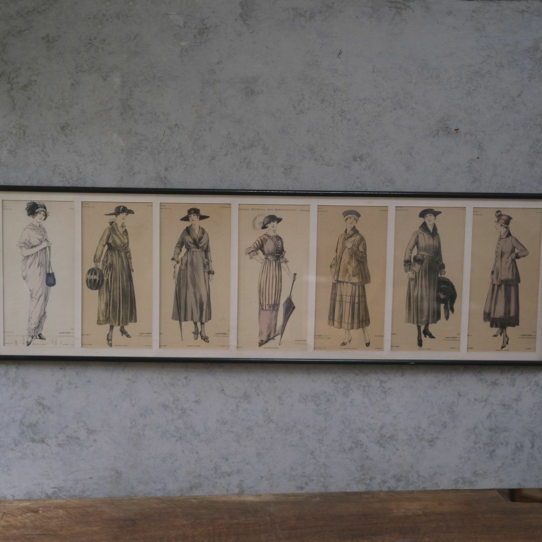 アンティーク リトグラフピクチャー ファッション フランス絵1