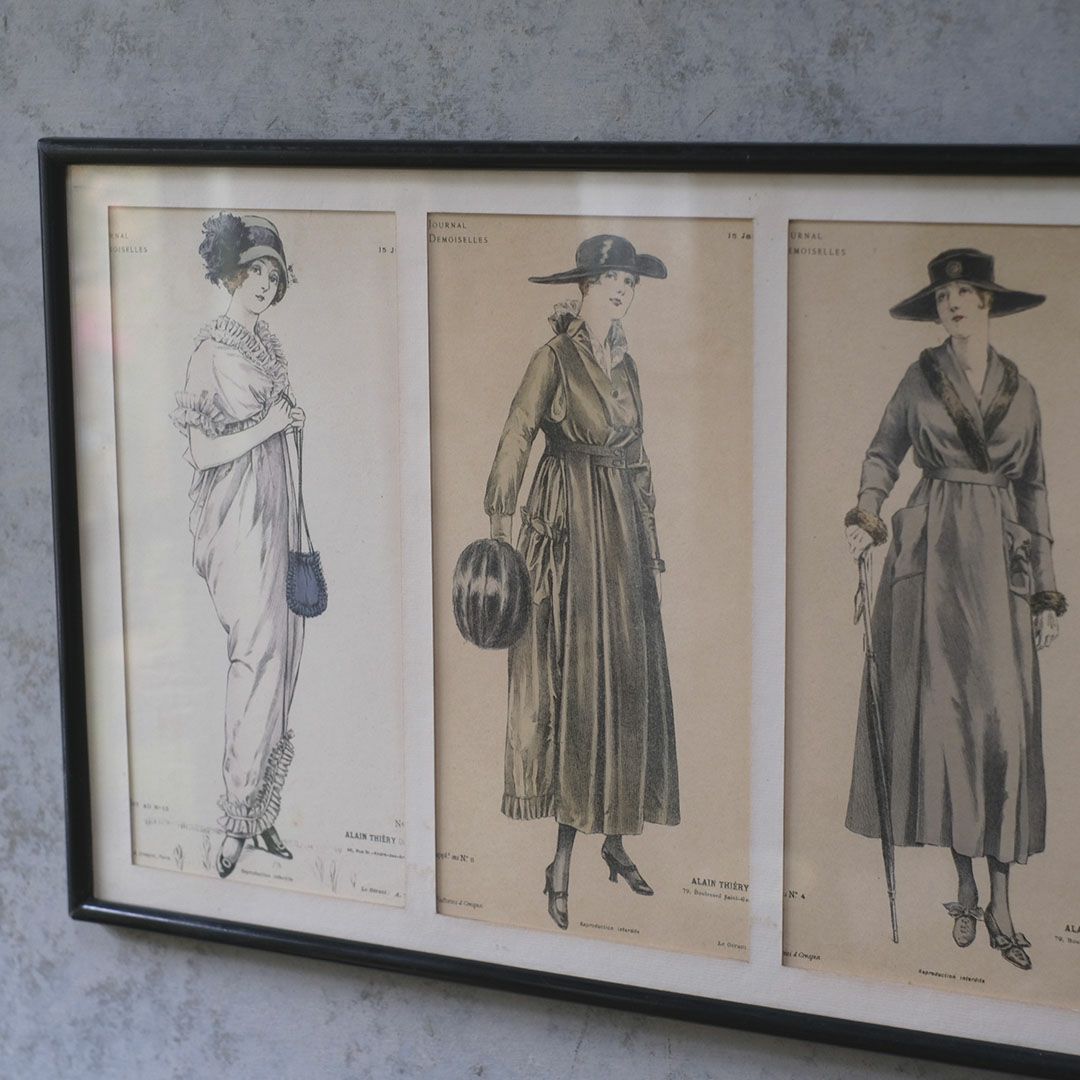 アンティーク リトグラフピクチャー ファッション フランス絵3