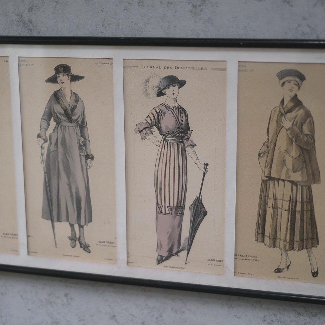 アンティーク リトグラフピクチャー ファッション フランス絵4