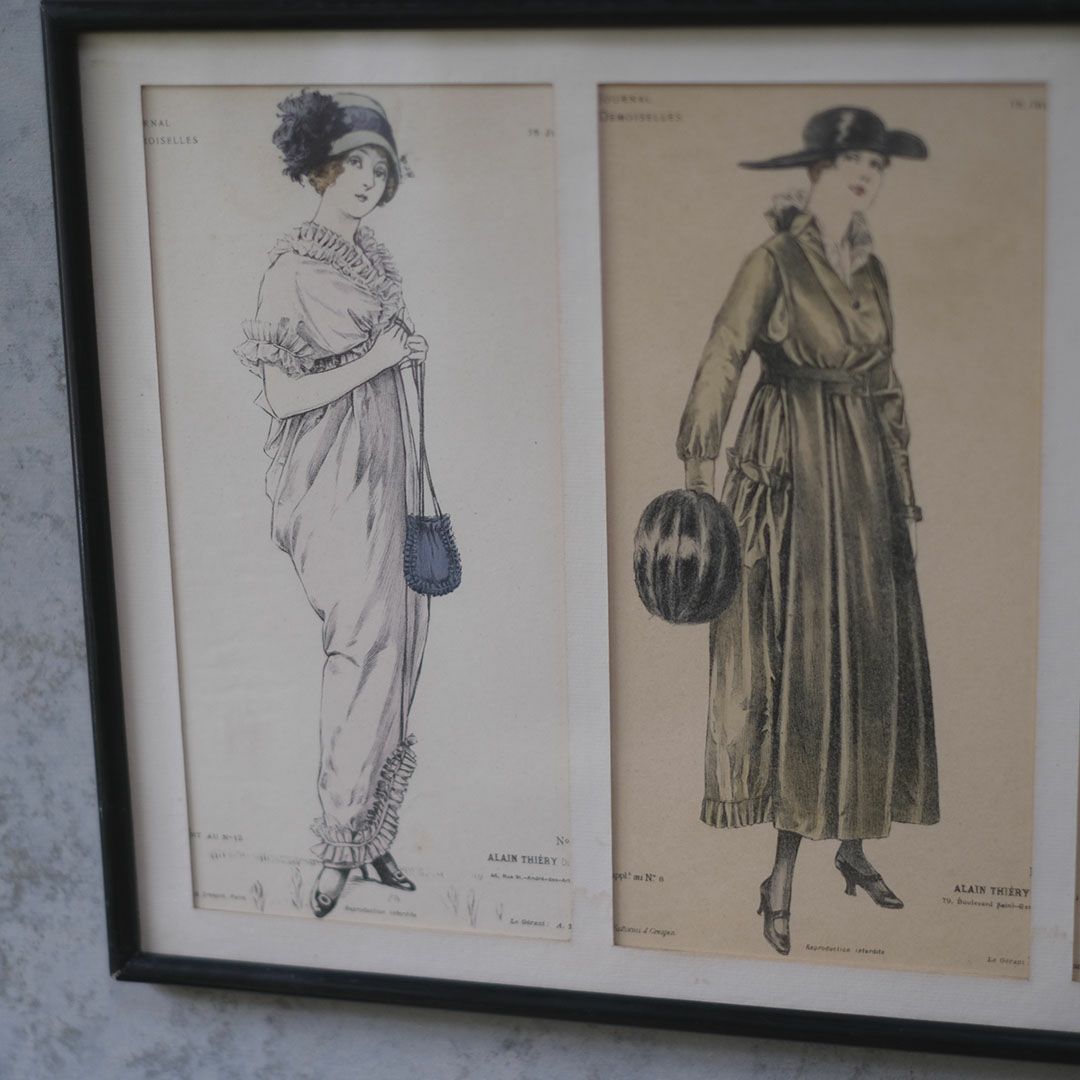 アンティーク リトグラフピクチャー ファッション フランス絵6