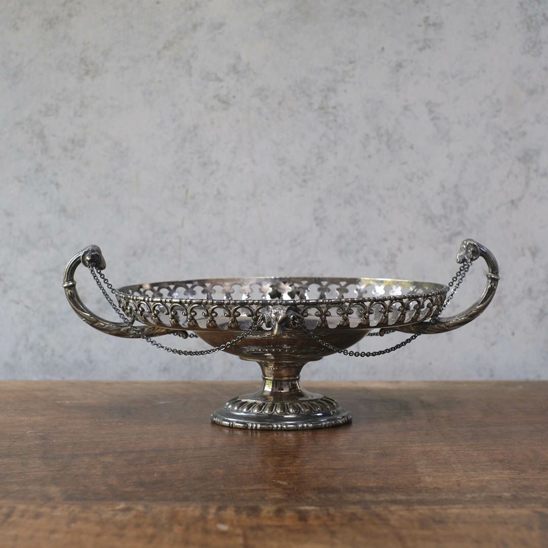 アンティークのシルバープレート コンポート 脚付きセンターピース フルーツバスケット 銀メッキ イギリス2