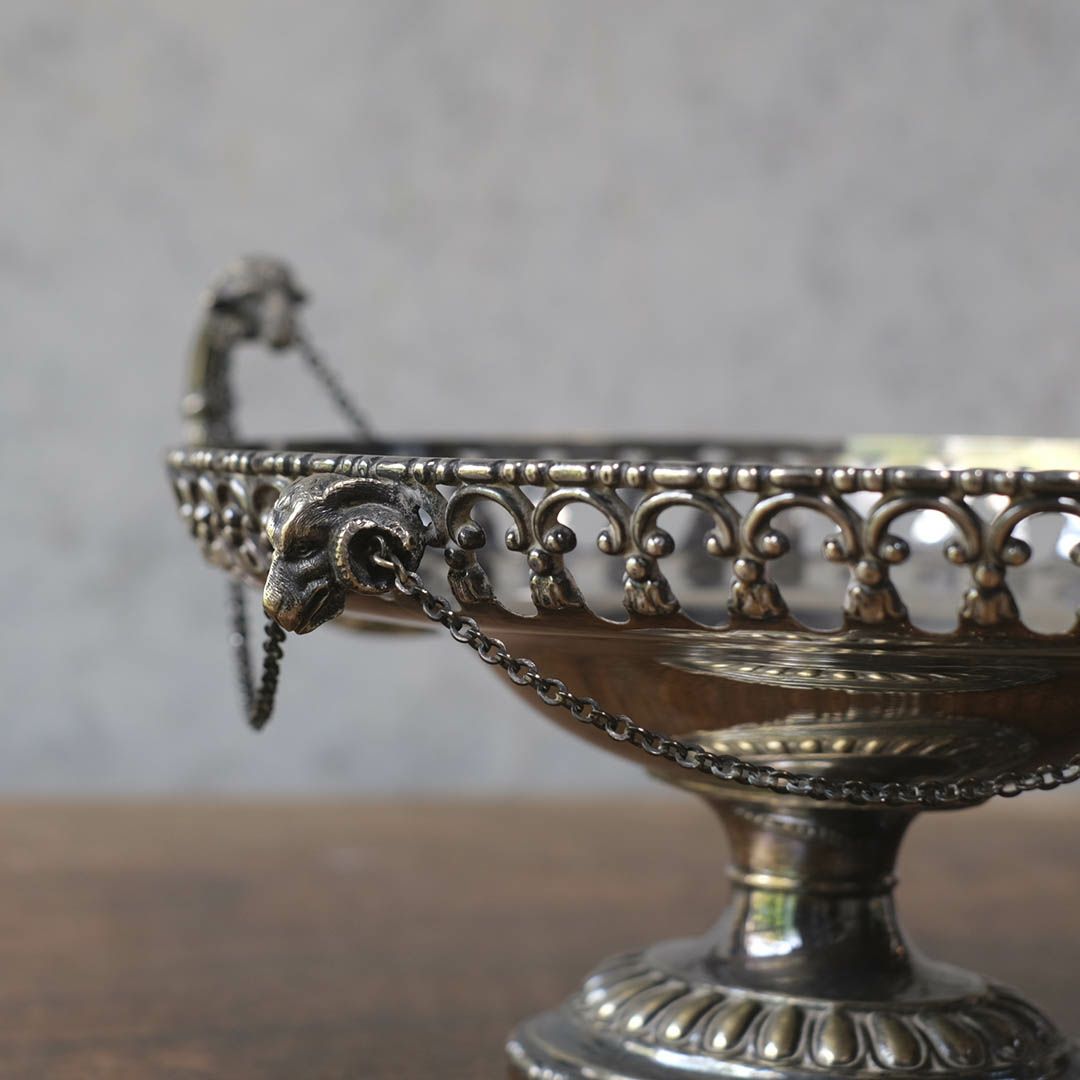 アンティークのシルバープレート コンポート 脚付きセンターピース フルーツバスケット 銀メッキ イギリス4
