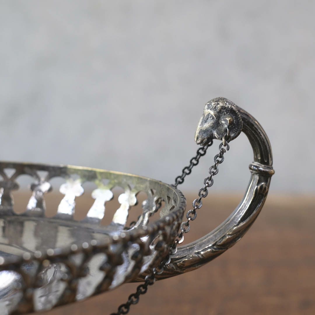 アンティークのシルバープレート コンポート 脚付きセンターピース フルーツバスケット 銀メッキ イギリス5