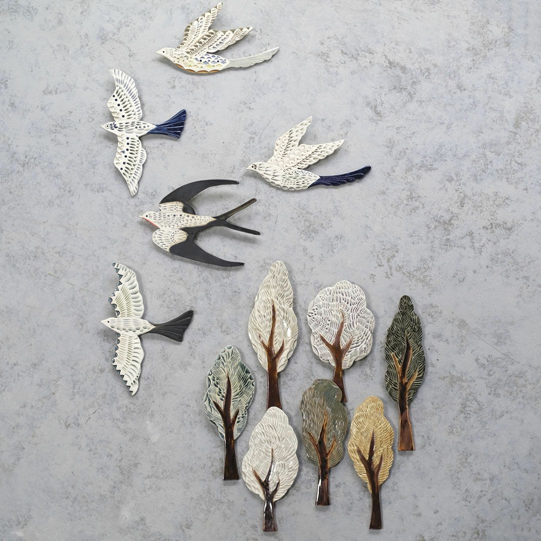 陶器の鳥のアートオブジェ Pottery studio K 日本人作家 オナガドリ