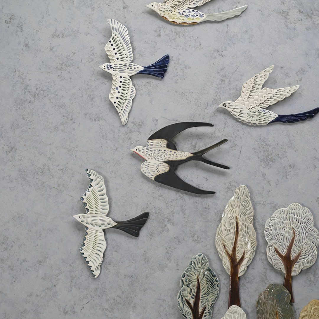 陶器の鳥のアートオブジェ Pottery studio K 日本人作家 オナガドリ3