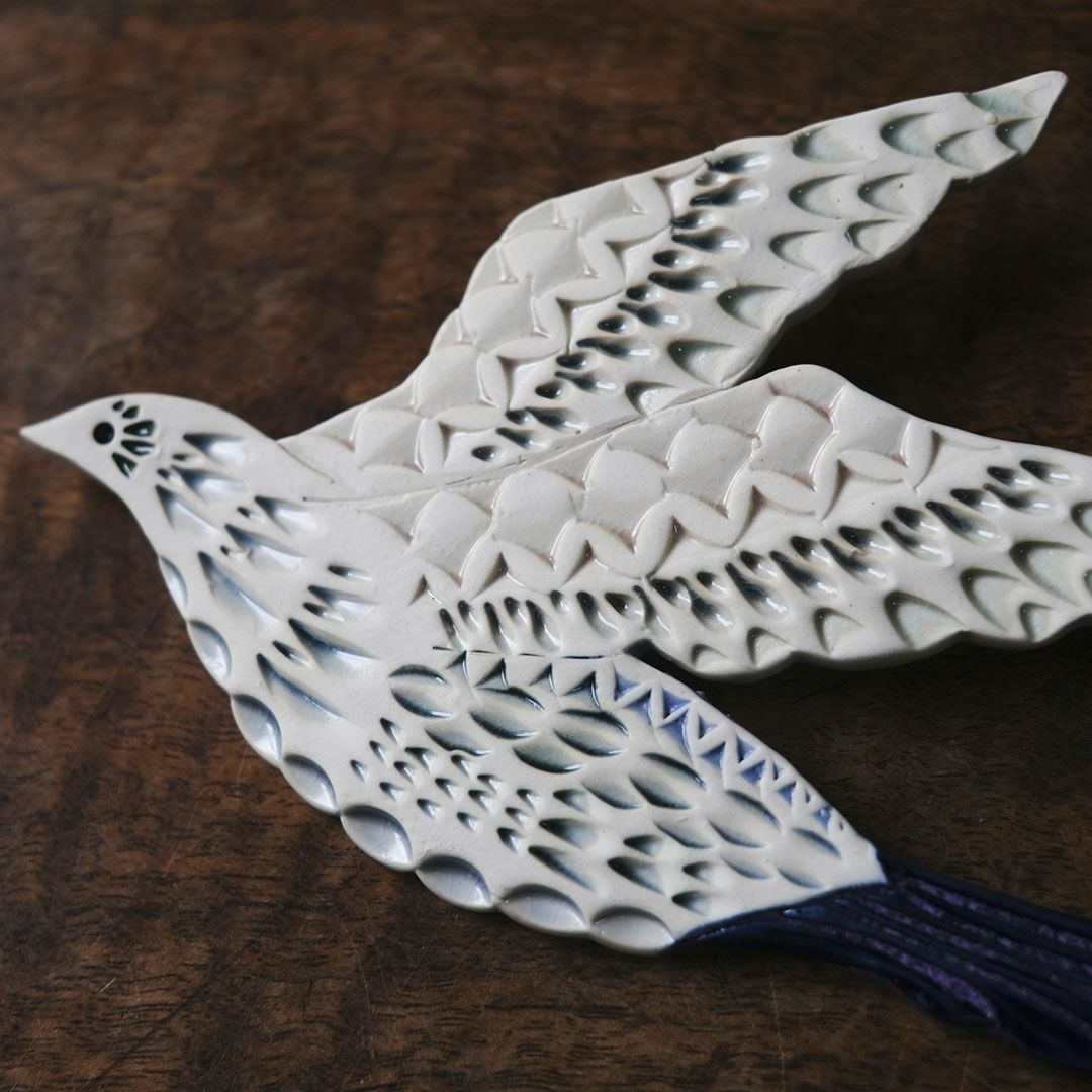 陶器の鳥のアートオブジェ Pottery studio K 日本人作家 オナガドリ10