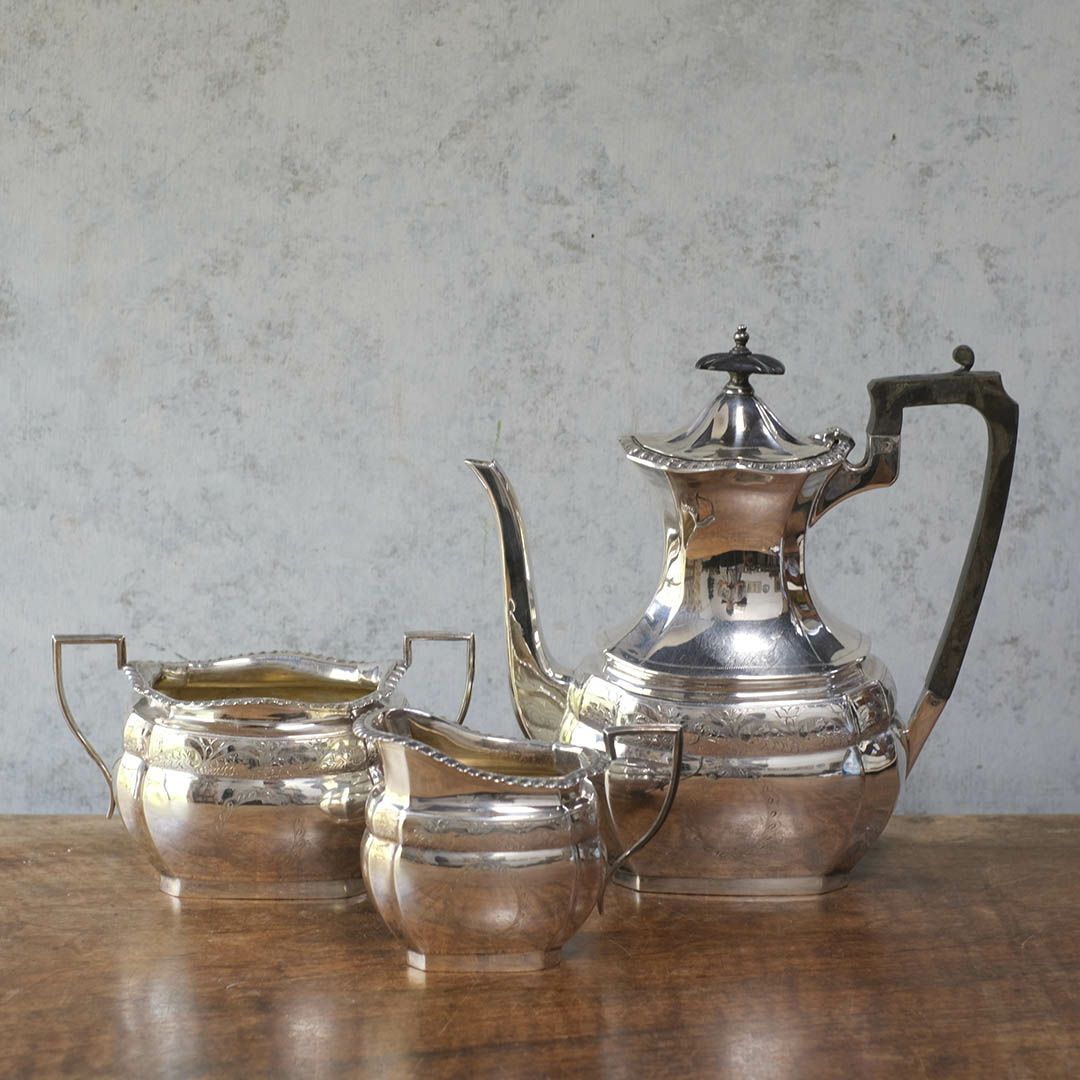 アンティークティーポットセット エドワーディアンリボン ティーサービス ウォーカーアンドホール W&H イギリス