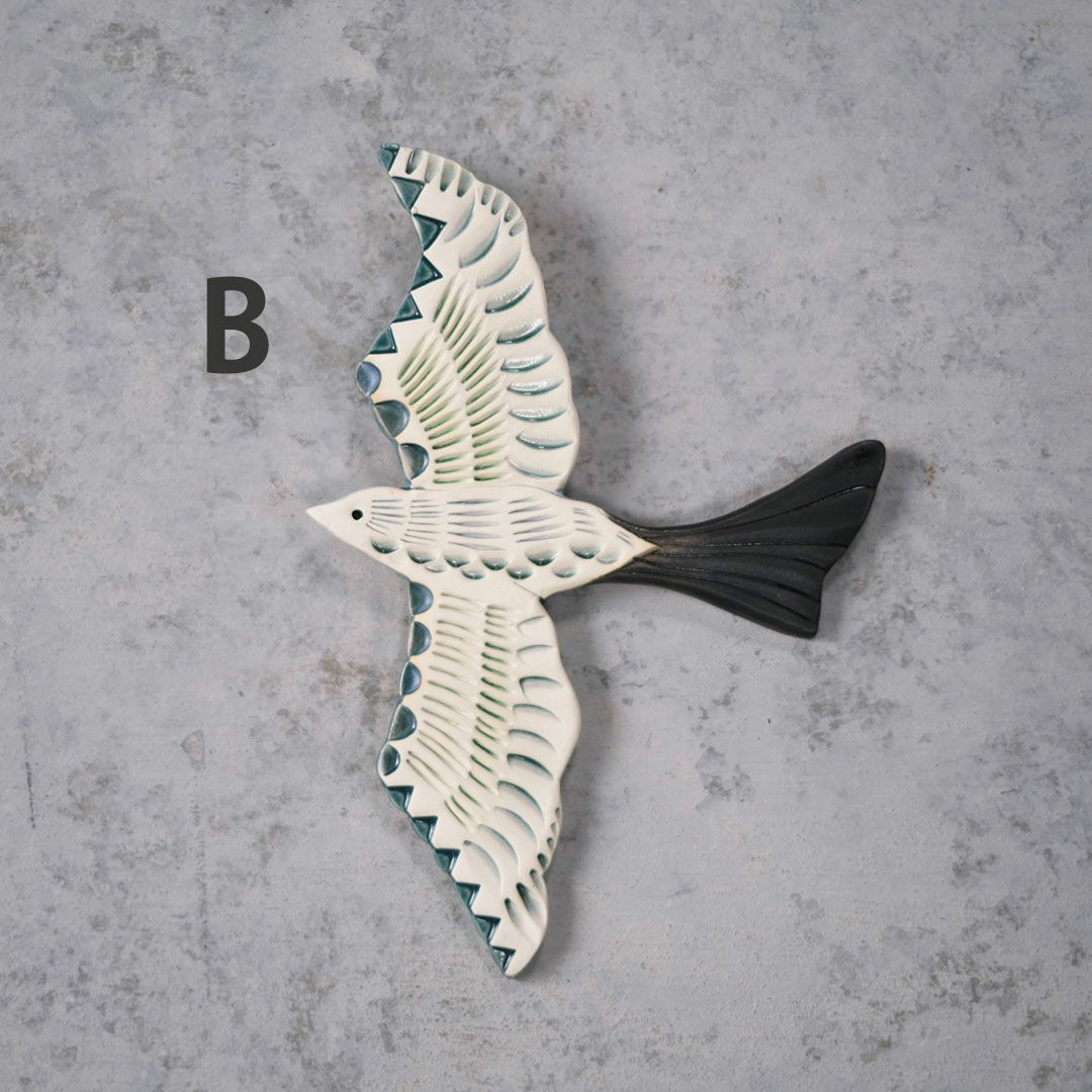 陶器の鳥のアートオブジェ Pottery studio K 日本人作家 羽ばたく鳥5