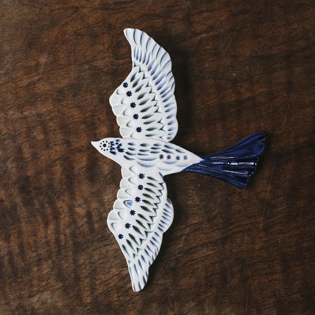 陶器の鳥のアートオブジェ Pottery studio K 日本人作家 羽ばたく鳥6