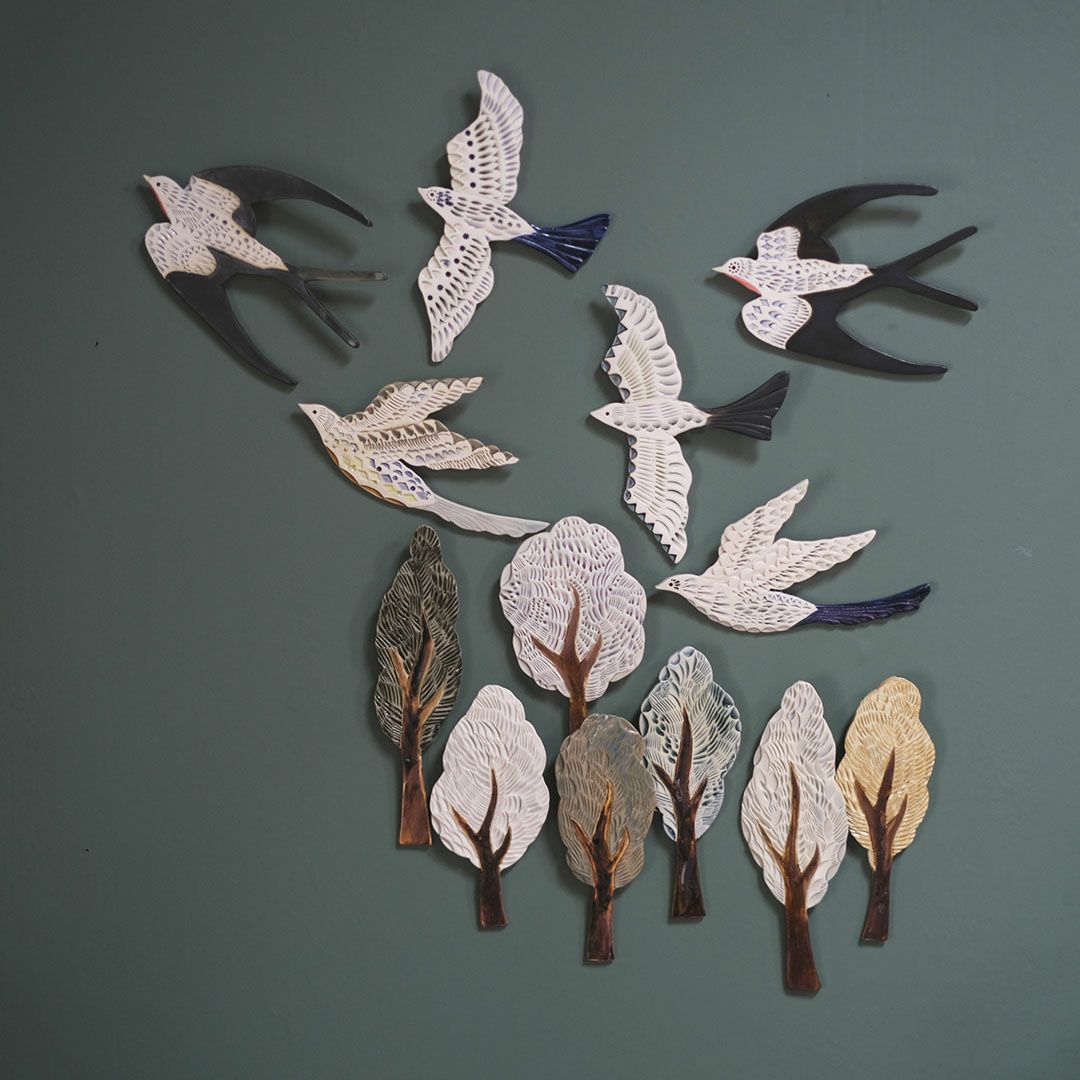 陶器の鳥のアートオブジェ Pottery studio K 日本人作家 羽ばたく鳥10