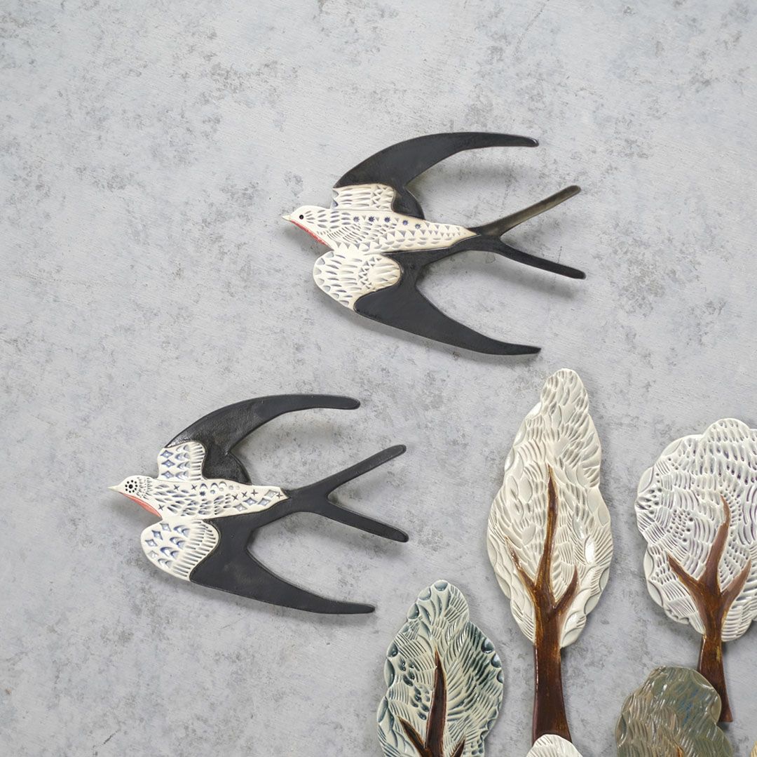 陶器の鳥のアートオブジェ Pottery studio K 日本人作家 燕3