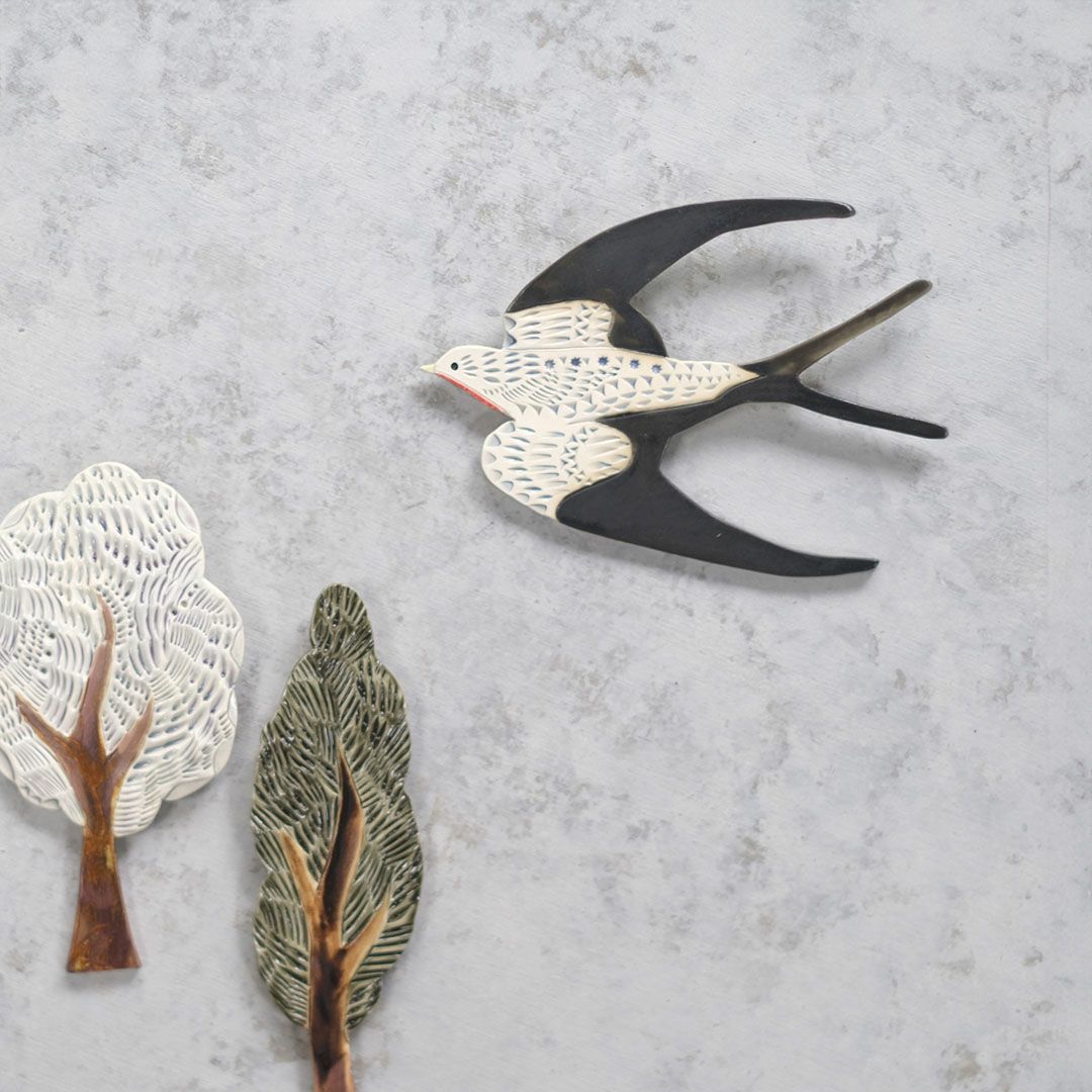 陶器の鳥のアートオブジェ Pottery studio K 日本人作家 燕4