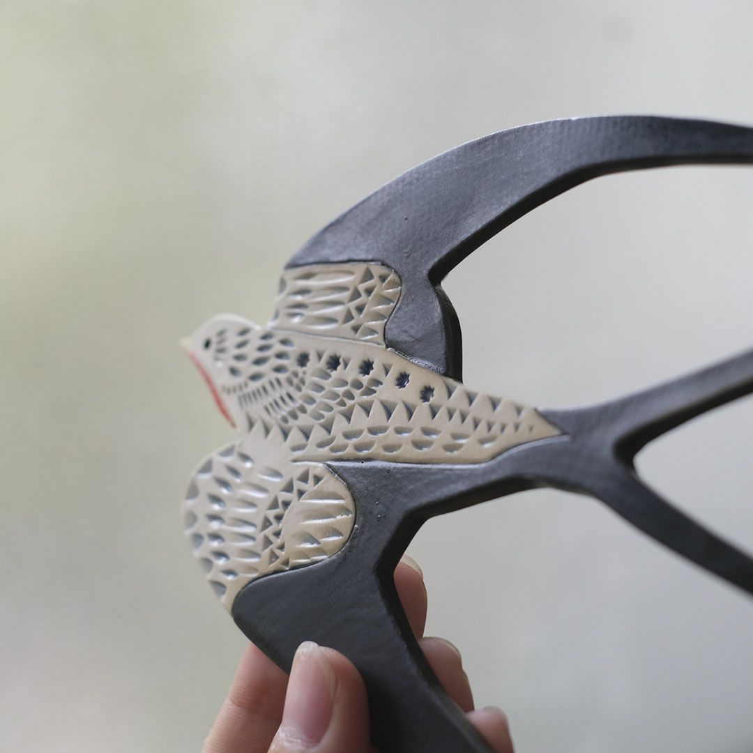 陶器の鳥のアートオブジェ Pottery studio K 日本人作家 燕6