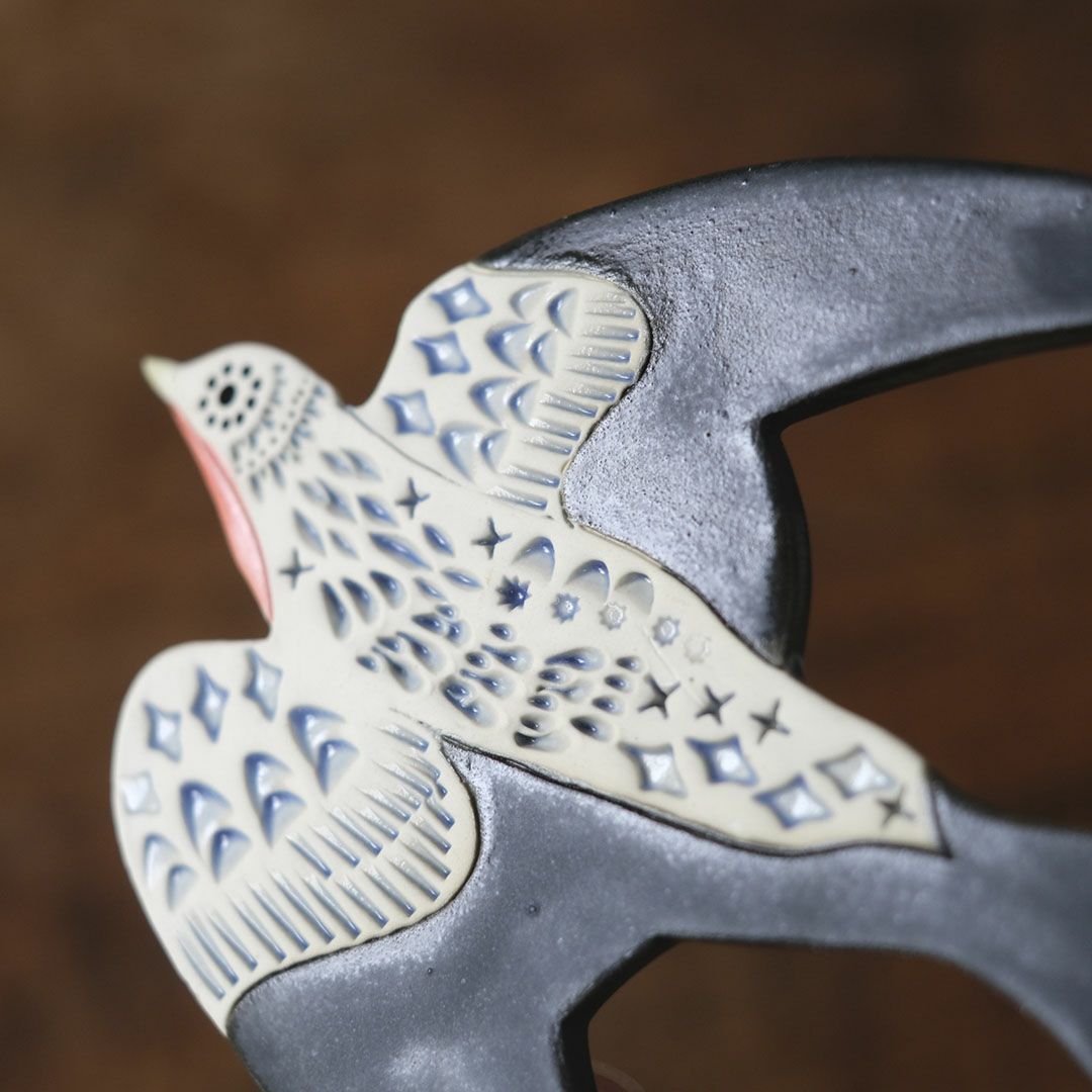 陶器の鳥のアートオブジェ Pottery studio K 日本人作家 燕8