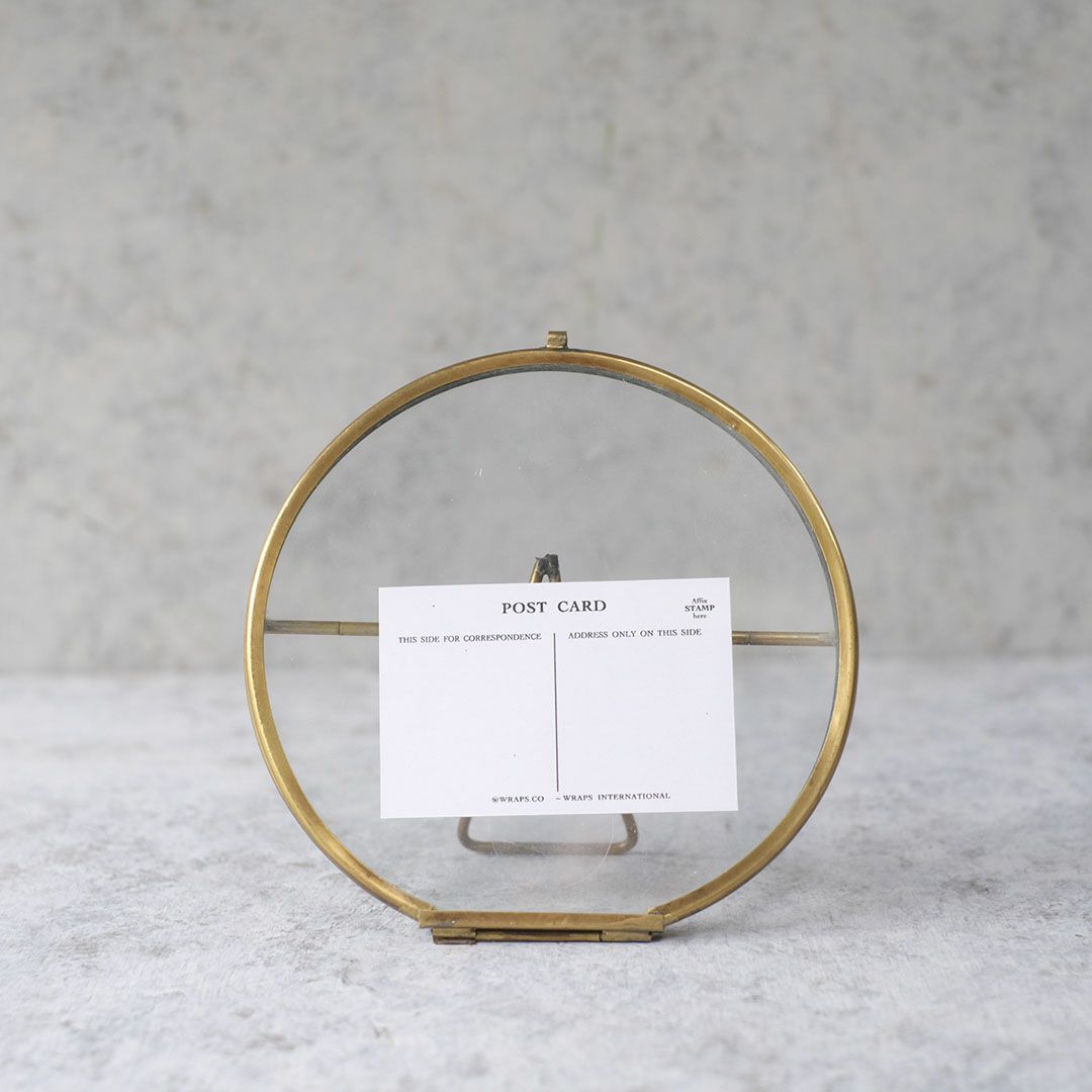 丸型ガラスのアンティークフォトフレーム 真鍮製