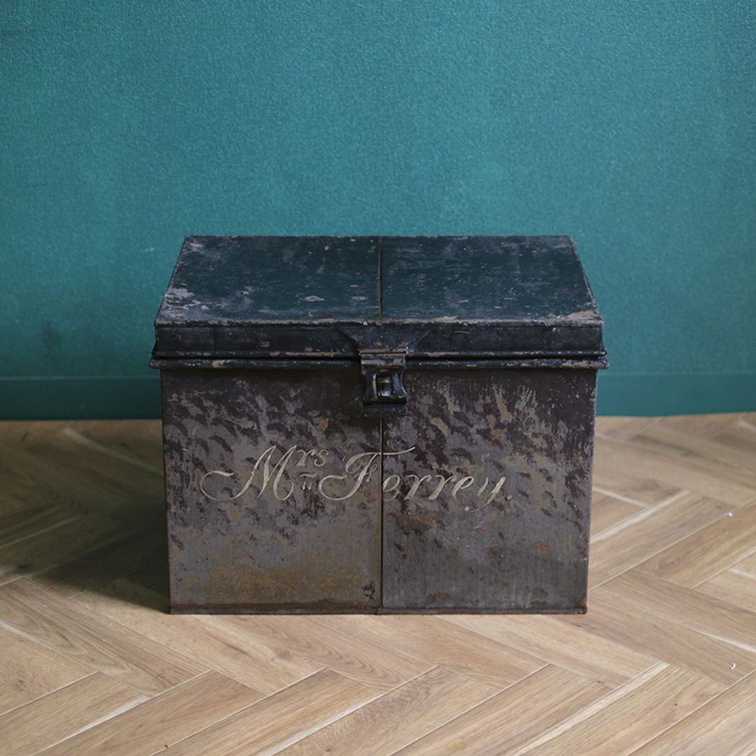 アンティークブリキボックス イギリス 蓋付収納箱2