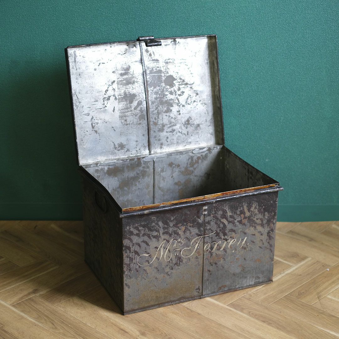 アンティークブリキボックス イギリス 蓋付収納箱4