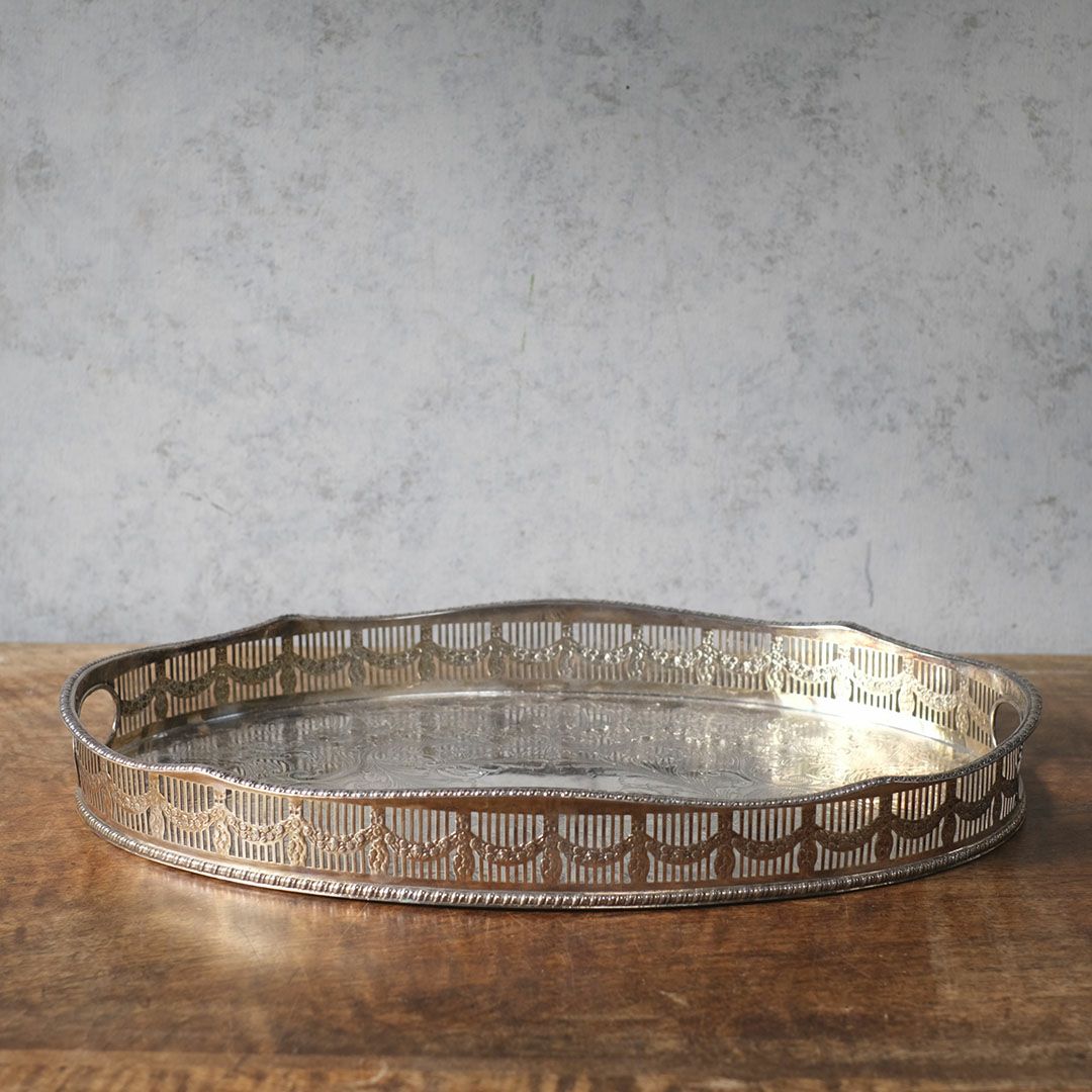 ヴィンテージ シルバープレートトレイ ティートレイ 銀メッキ お盆 イギリス2