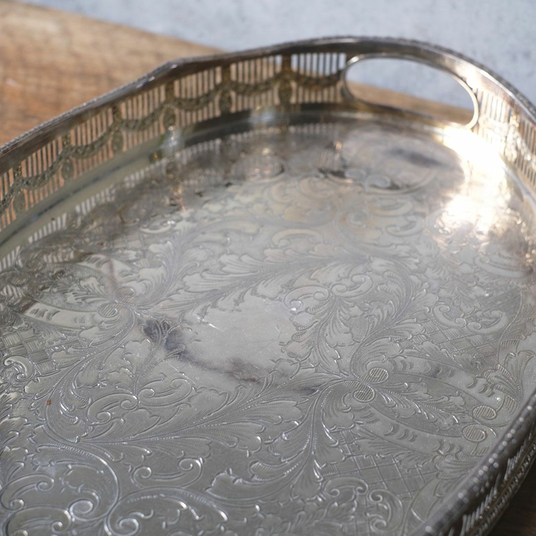 ヴィンテージ シルバープレートトレイ ティートレイ 銀メッキ お盆 イギリス4