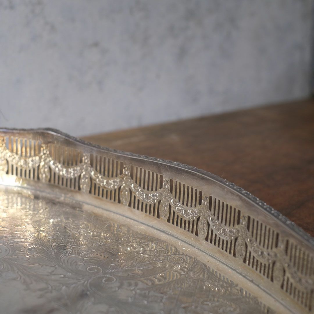 ヴィンテージ シルバープレートトレイ ティートレイ 銀メッキ お盆 イギリス7