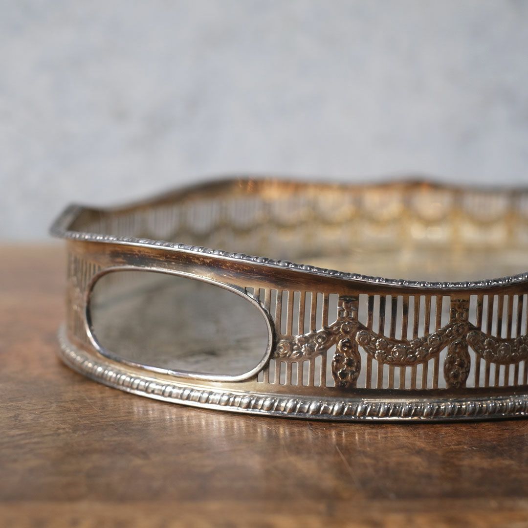 ヴィンテージ シルバープレートトレイ ティートレイ 銀メッキ お盆 イギリス8