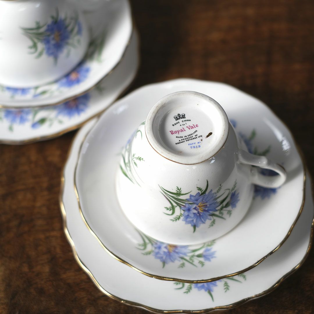 ヴィンテージティーカップトリオ Royal Vale ロイヤルベール ヤグルマギク（矢車菊 / Cornflower）6