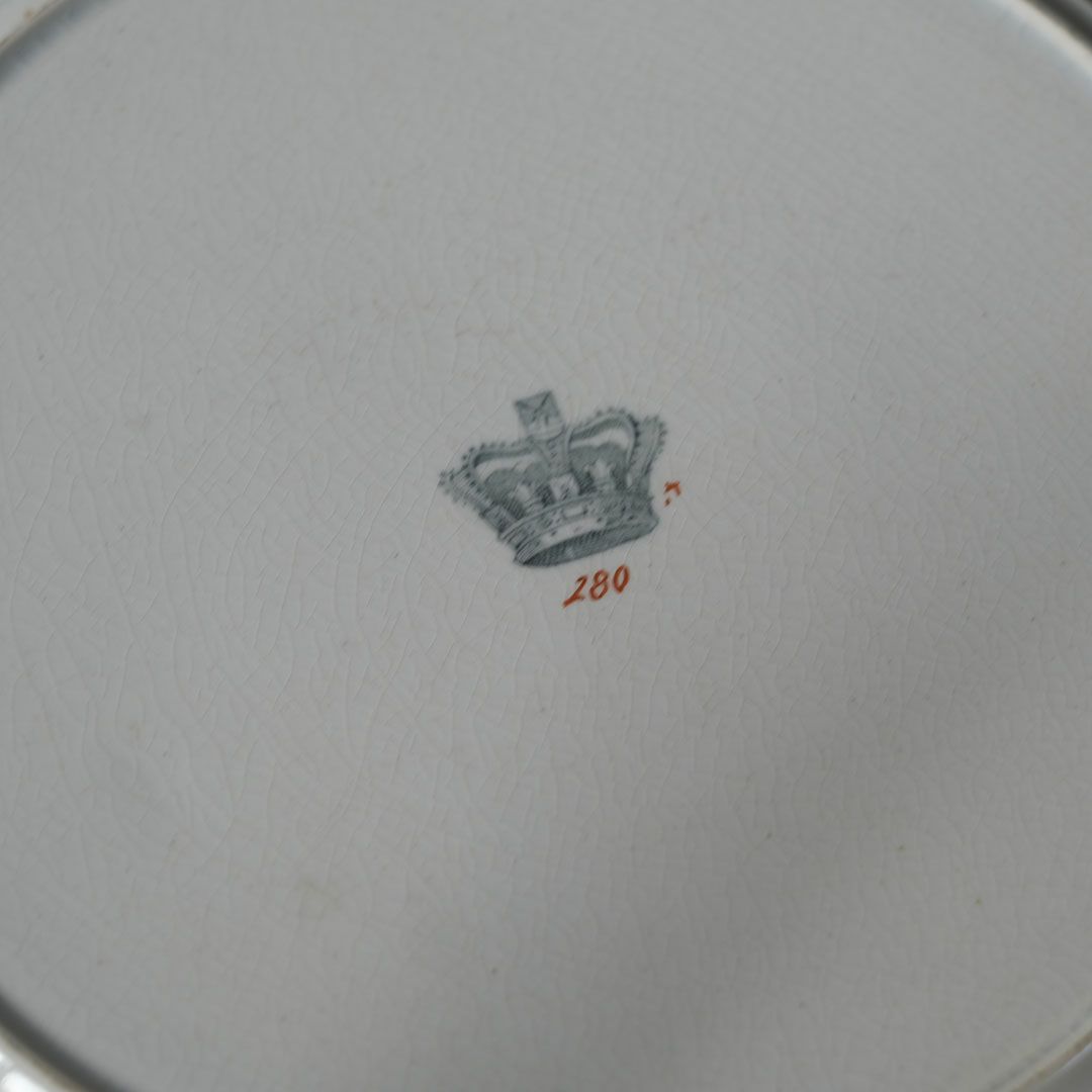 アンティークプレート　フローラルガーランド　緑縁 花籠文様 19世紀後半　イギリス 11