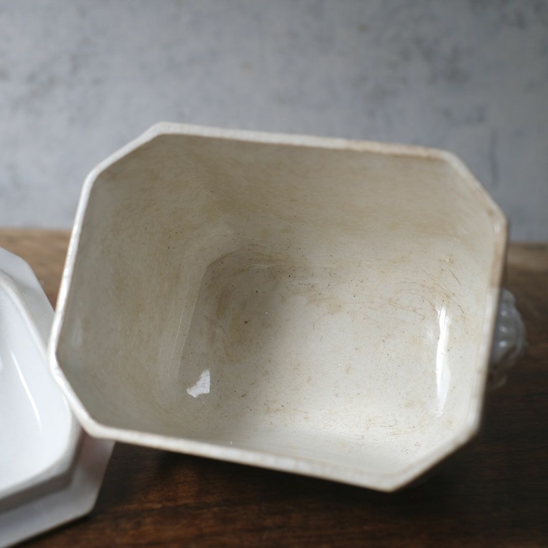 アンティーク シュガーポット 陶器　花模様 Choisy-le-Roi ショワジールロワ 1800年代後半フランス7