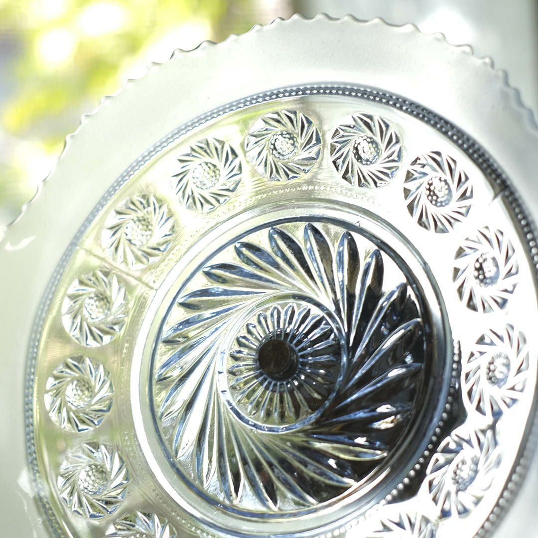 ヴィンテージケーキスタンド ガラスコンポート 青いガラス イギリス6