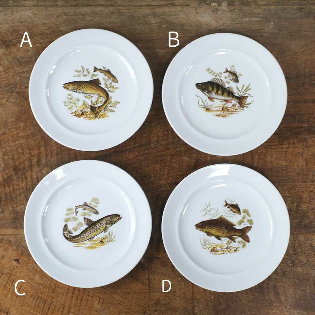 ヴィンテージ皿 Schumann Arzberg（シューマン・アルツベルク） ディナープレート 魚モチーフ ドイツ1