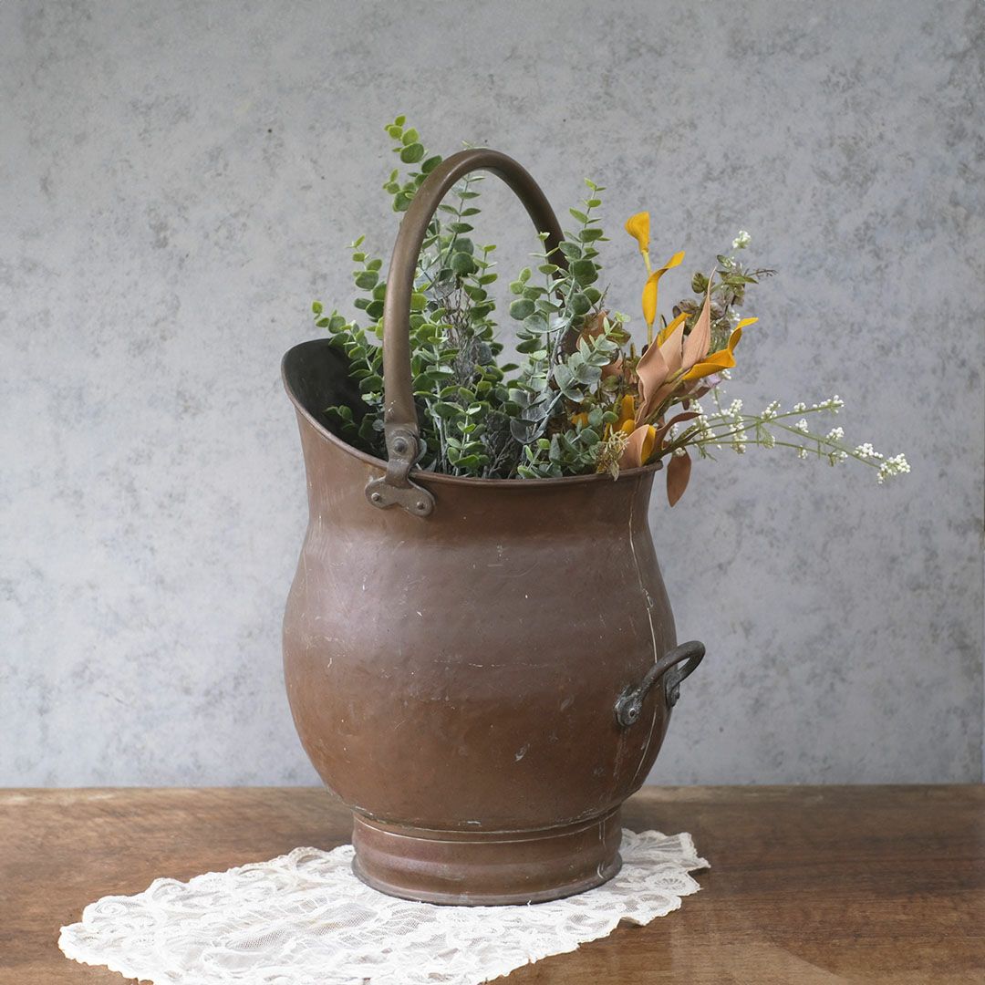 アンティークコールスカットル 石炭バケツ イギリス 銅