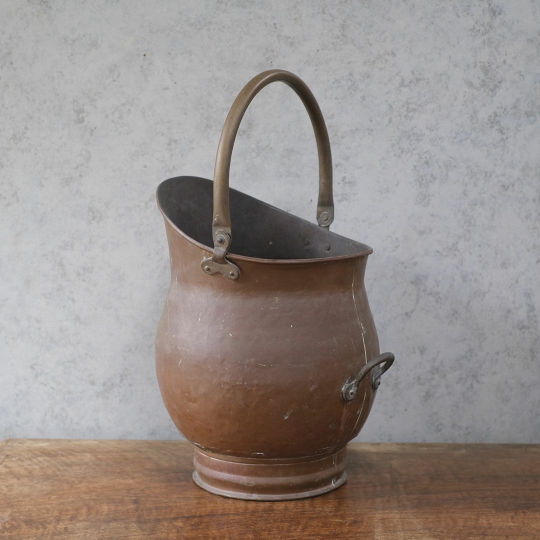 アンティークコールスカットル 石炭バケツ イギリス 銅2
