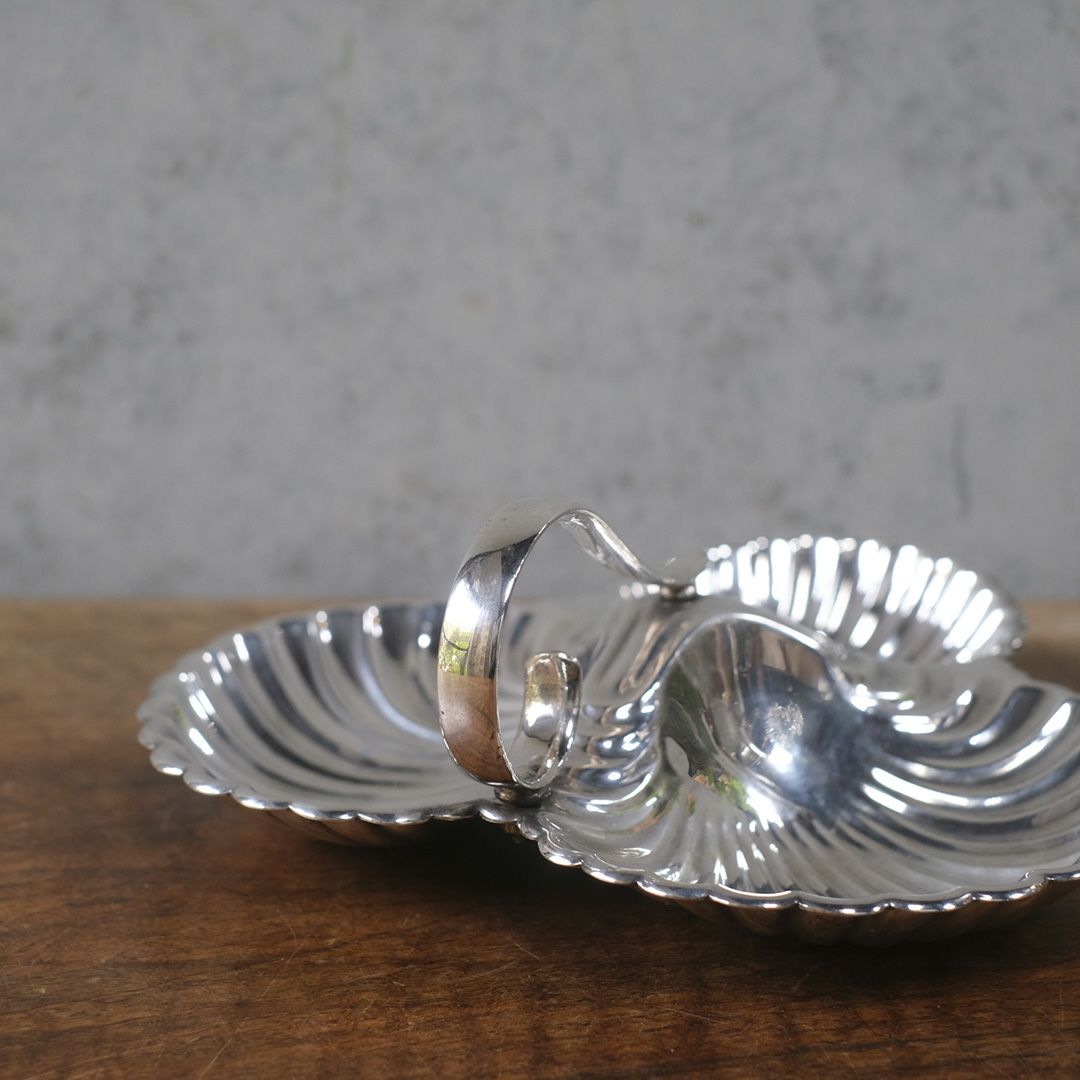 アンティーク シェルモチーフ　トリプルディッシュ シルバープレート イギリス製7
