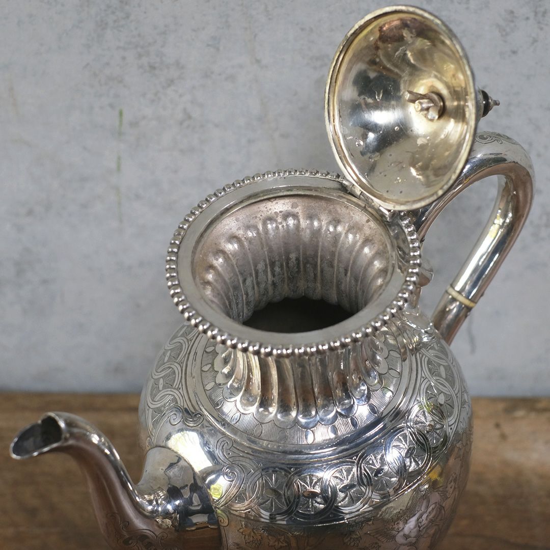 アンティークティーポット 天使 シルバープレート 銀メッキ イギリス7