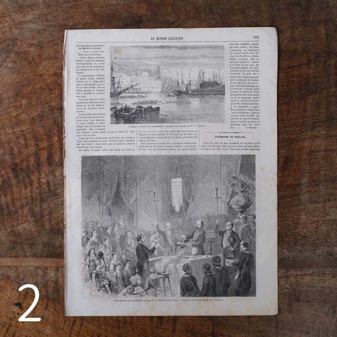  アンティークLe Monde illustr1860年代 リトグラフデザインページ5