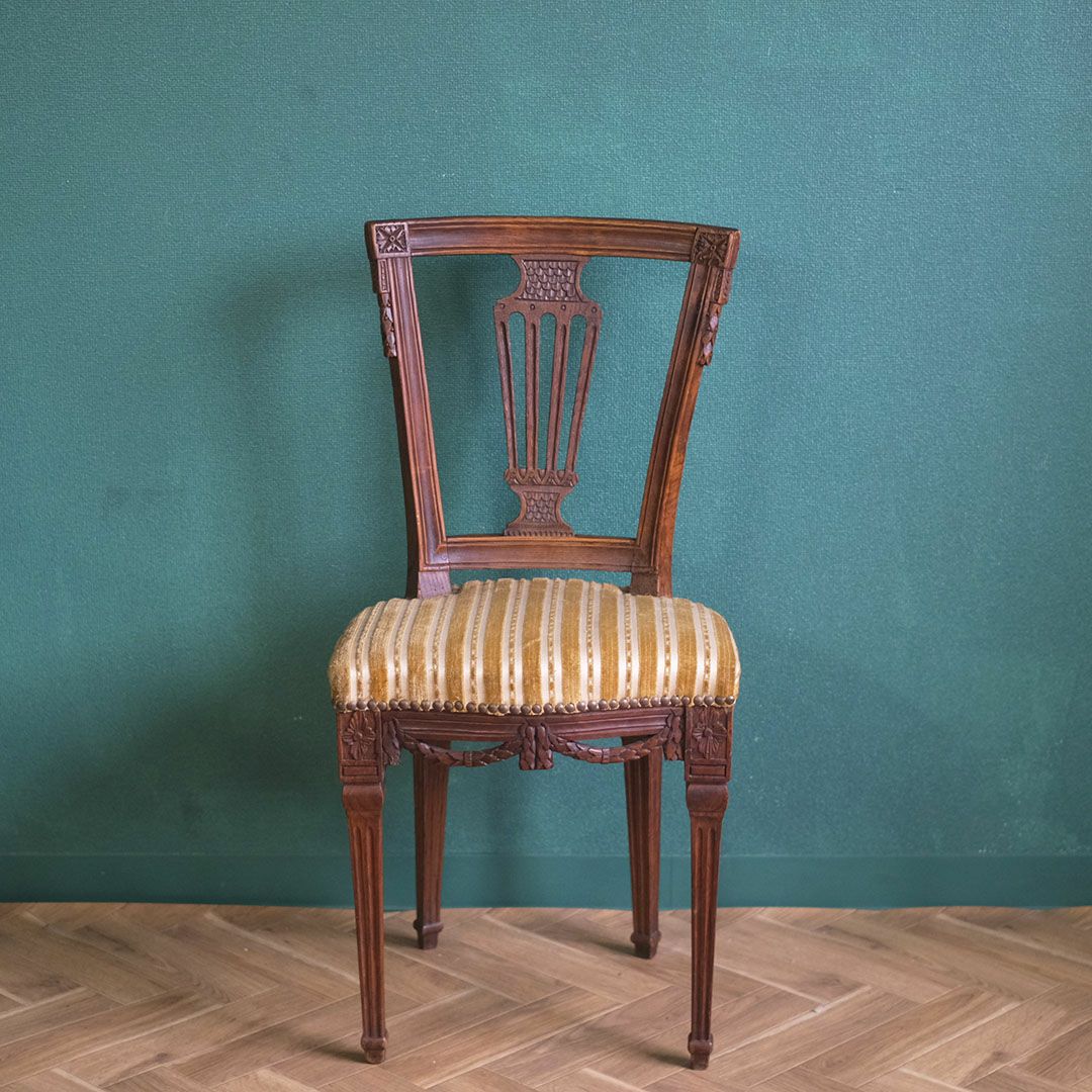 アンティークチェア/ルイ16世様式 フランス カービングの素敵な椅子/アンティーク家具3