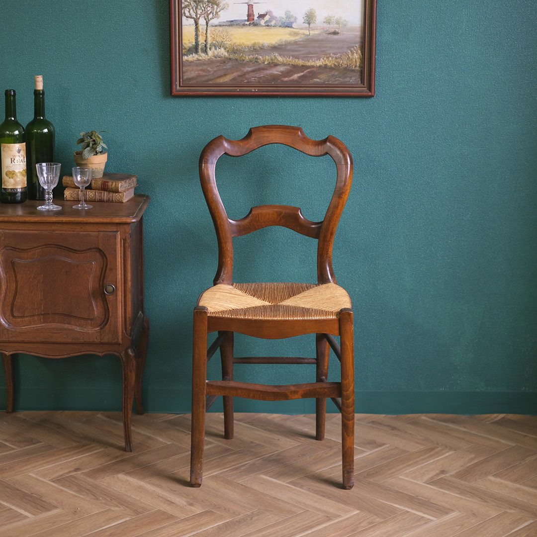 アンティークチェア ラッシュシート イギリス ケーンシートの椅子 アンティーク家具1