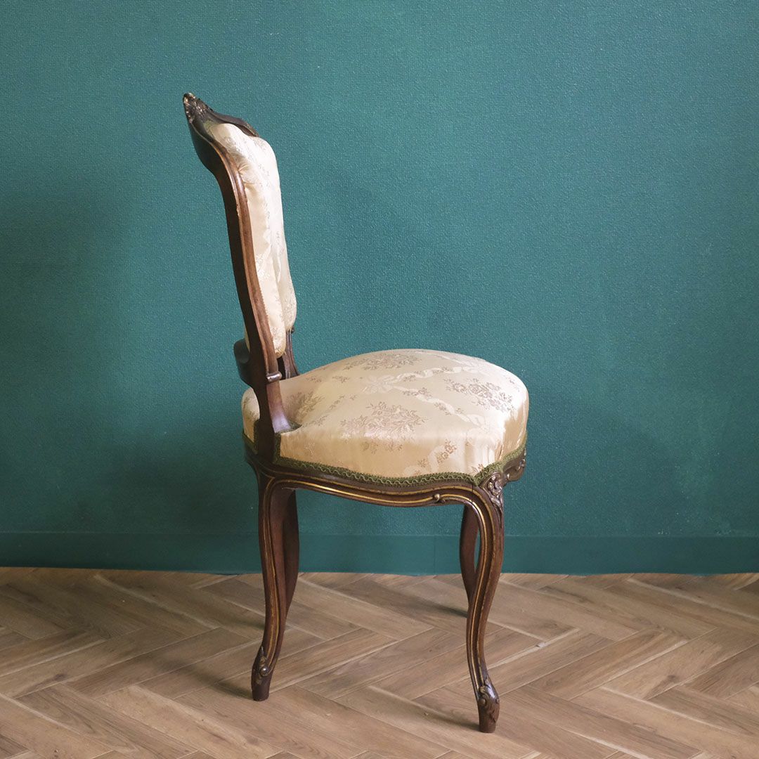 アンティークチェア ルイ15世様式 フランス シルクシート 椅子 アンティーク家具5