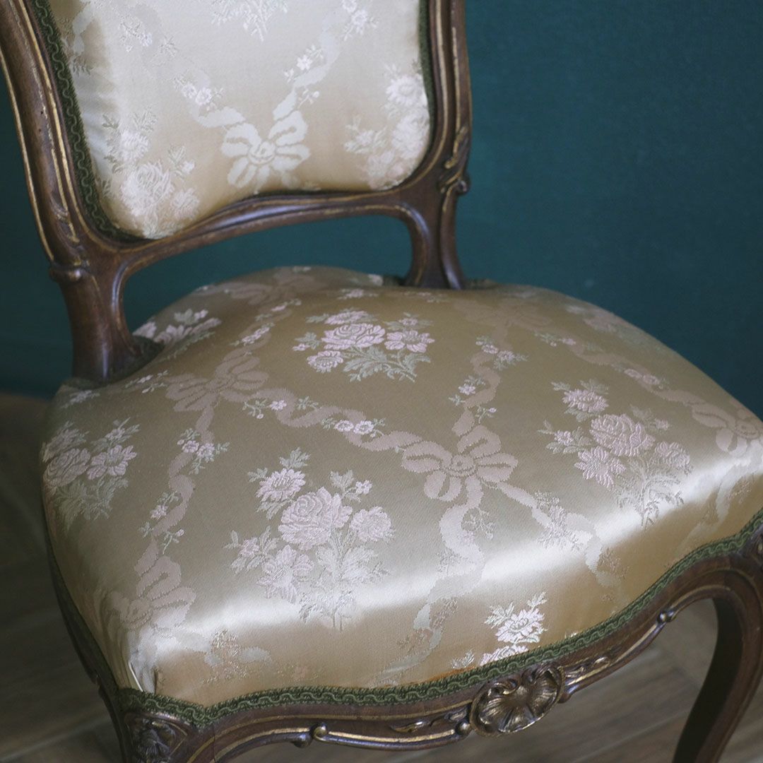 アンティークチェア ルイ15世様式 フランス シルクシート 椅子 アンティーク家具7