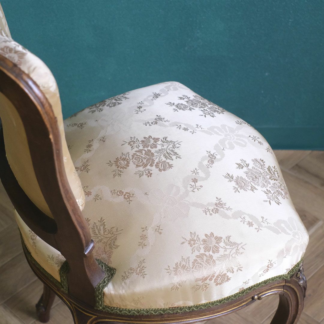 アンティークチェア ルイ15世様式 フランス シルクシート 椅子 アンティーク家具9