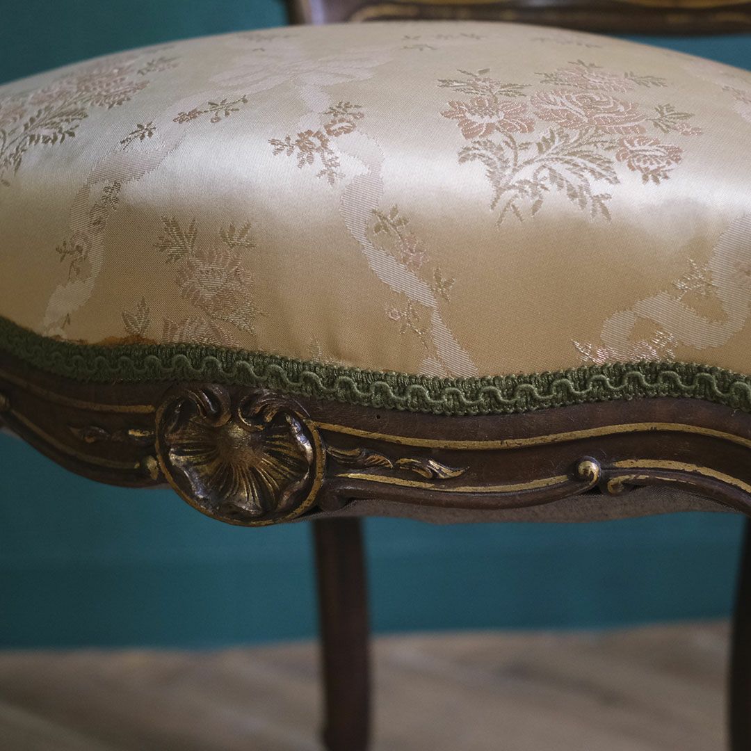 アンティークチェア ルイ15世様式 フランス シルクシート 椅子 アンティーク家具11