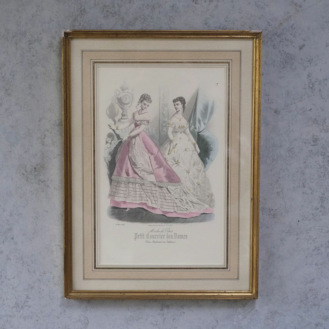 アンティーク リトグラフ フランス ファッション画 絵1