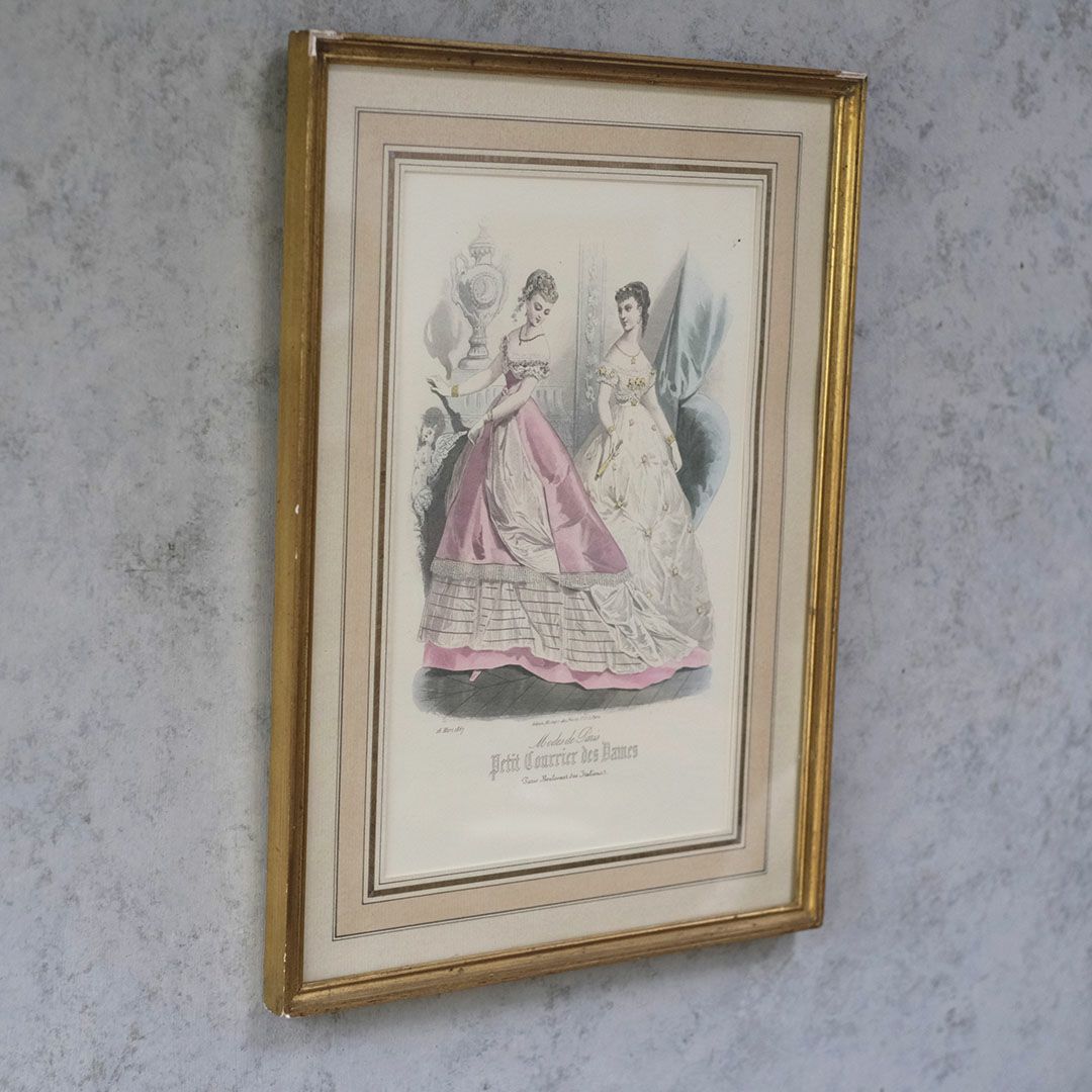 アンティーク リトグラフ フランス ファッション画 絵2