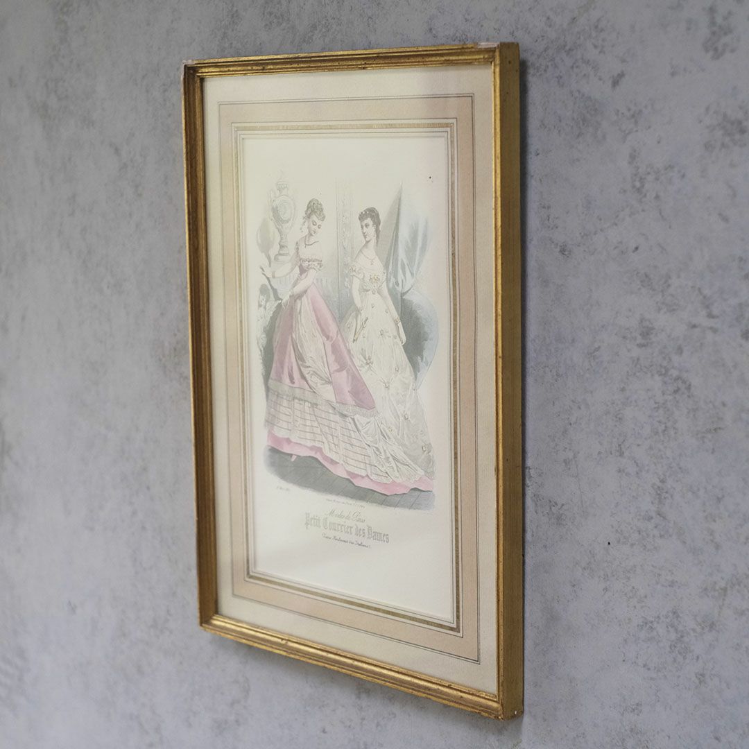 アンティーク リトグラフ フランス ファッション画 絵3