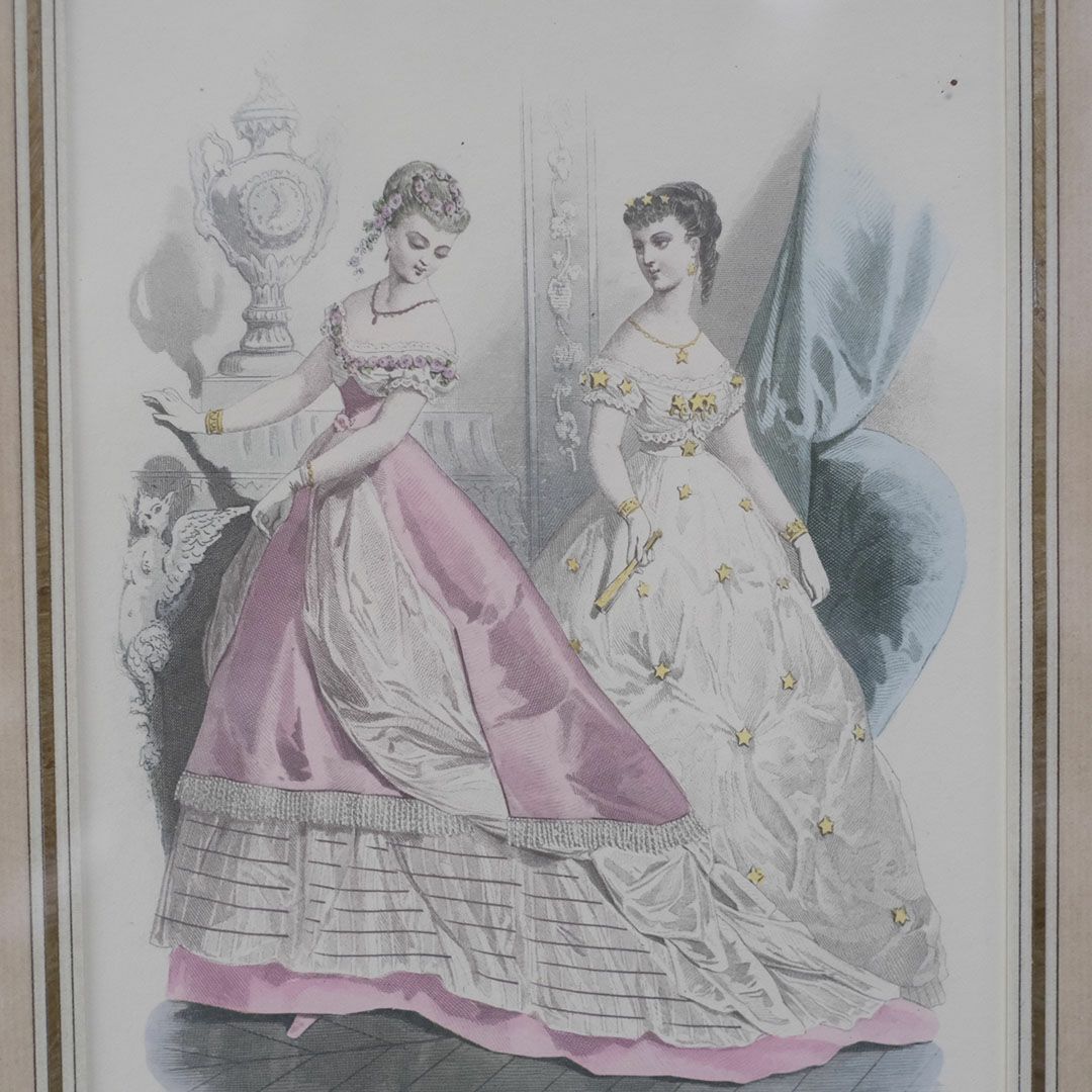 アンティーク リトグラフ フランス ファッション画 絵4