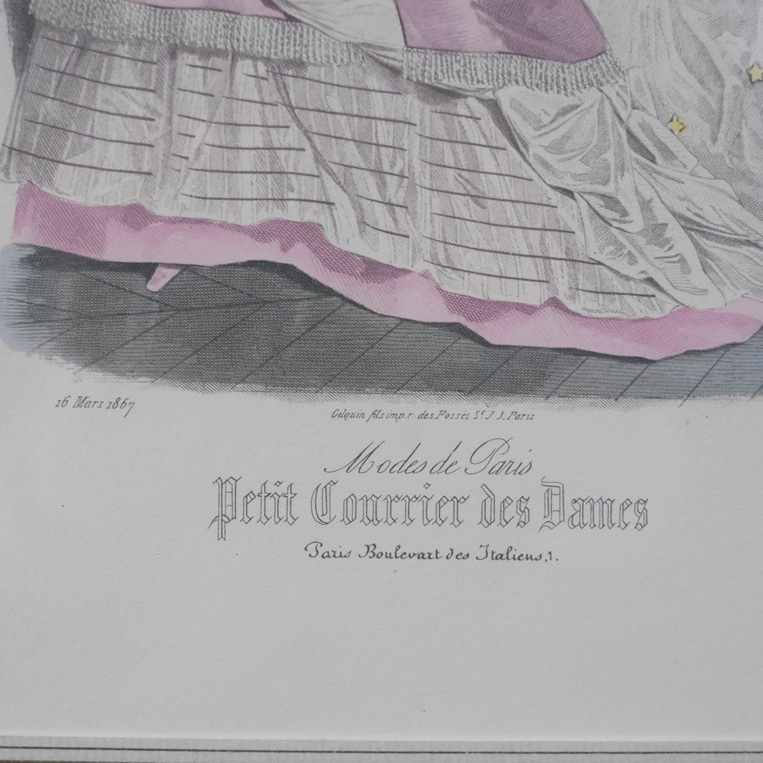 アンティーク リトグラフ フランス ファッション画 絵7