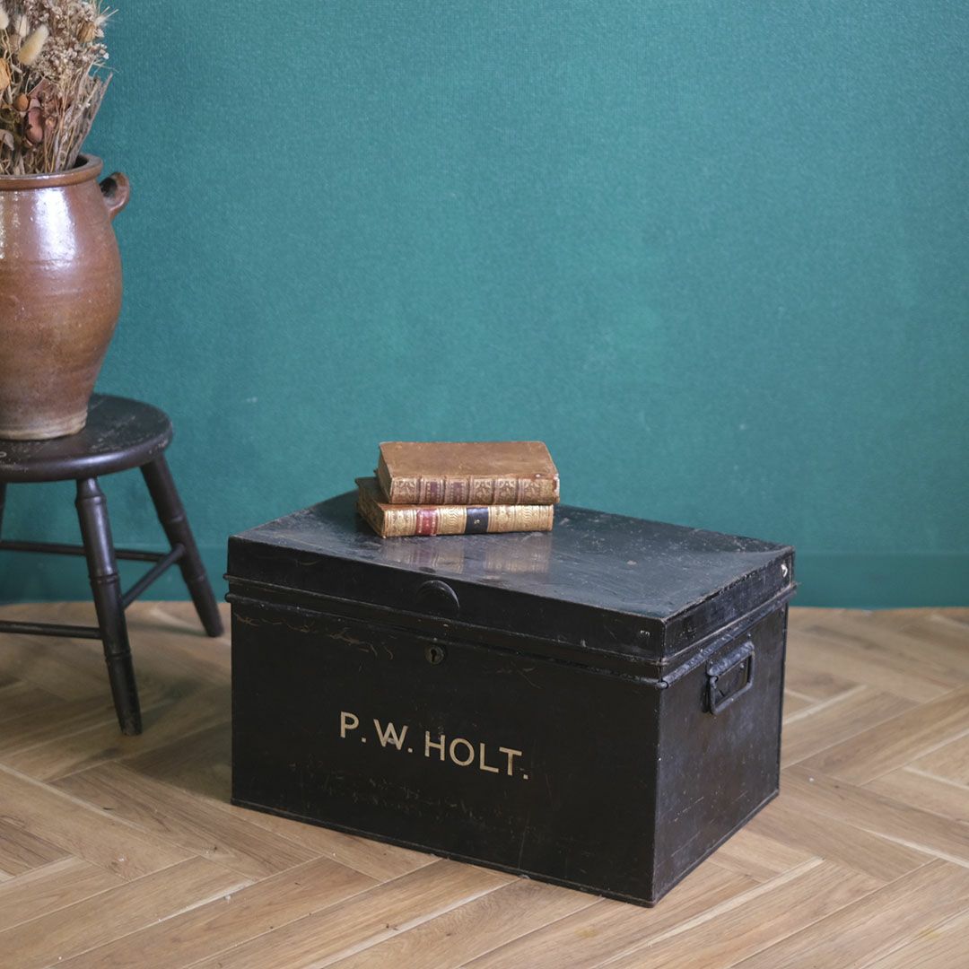 アンティークブリキボックス P.W.HOLT イギリス 蓋付収納箱